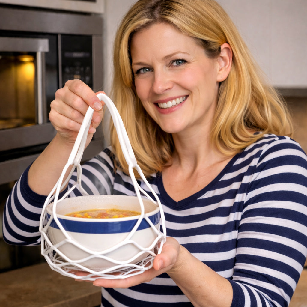 🍲 Pikanzo™ 2-in-1 Zero-Void™ Silicone Mesh Bag & Heat-Resistant Trivet Mat for Hot Bowls