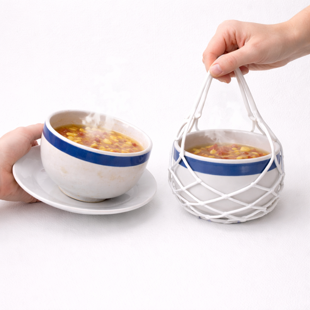 🍲 Pikanzo™ 2-in-1 Zero-Void™ Silicone Mesh Bag & Heat-Resistant Trivet Mat for Hot Bowls