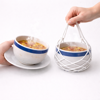 🍲 Pikanzo™ 2-in-1 Zero-Void™ Silicone Mesh Bag & Heat-Resistant Trivet Mat for Hot Bowls