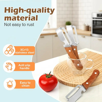 Pikanzo™  Wooden-Handled Stainless Steel Shredder and Peeler (Offer)
