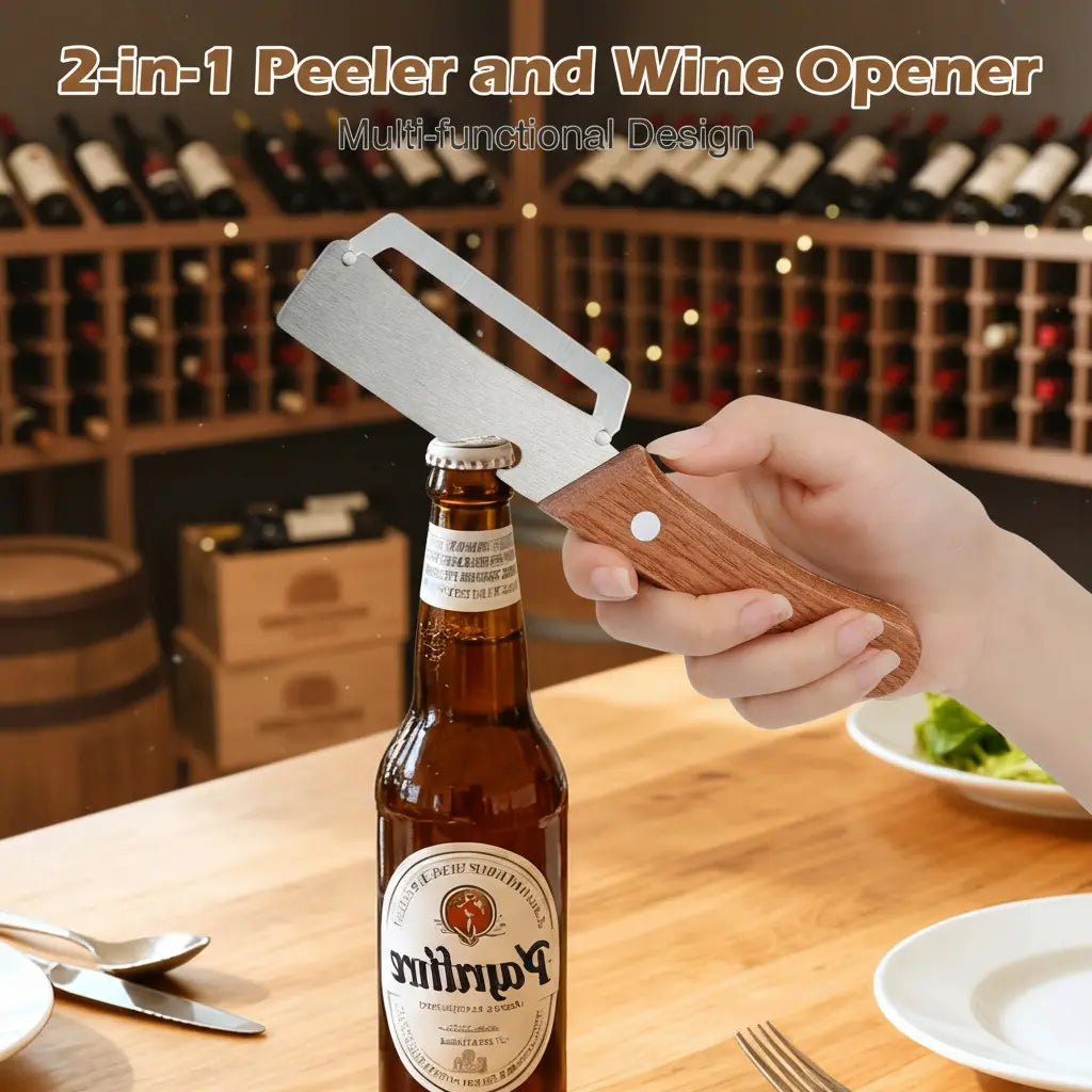 Pikanzo™  Wooden-Handled Stainless Steel Shredder and Peeler (Offer)