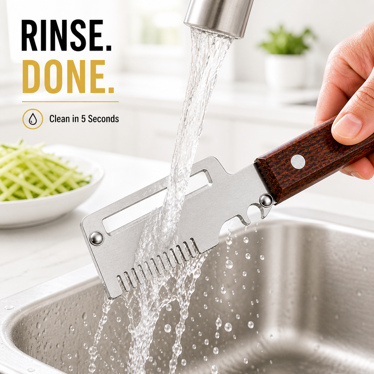 Pikanzo™  Wooden-Handled Stainless Steel Shredder and Peeler