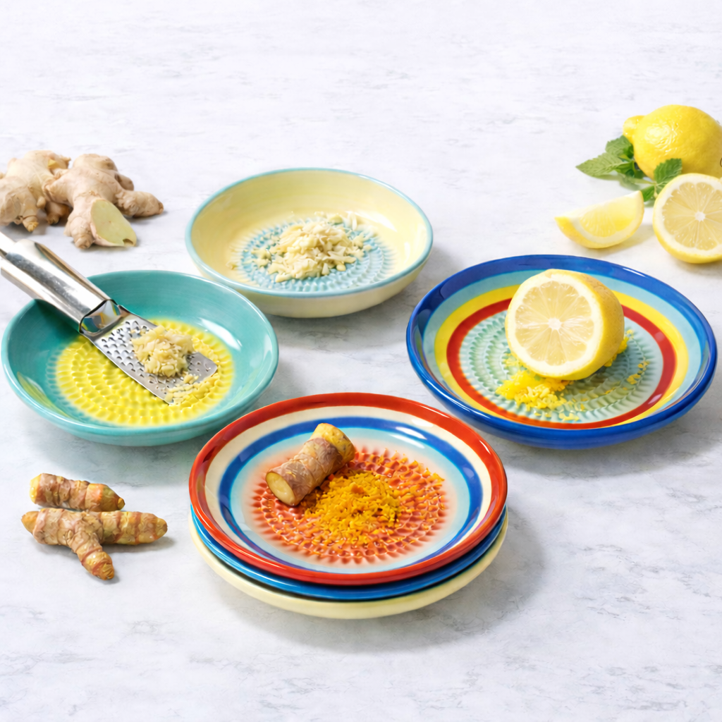 🫚 Pikanzo™ Handmade Ceramic Ginger & Garlic Grater – Fine Grinder for Fruits, Spices & Fresh Flavor
