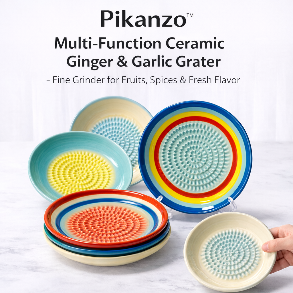 🫚 Pikanzo™ Handmade Ceramic Ginger & Garlic Grater – Fine Grinder for Fruits, Spices & Fresh Flavor