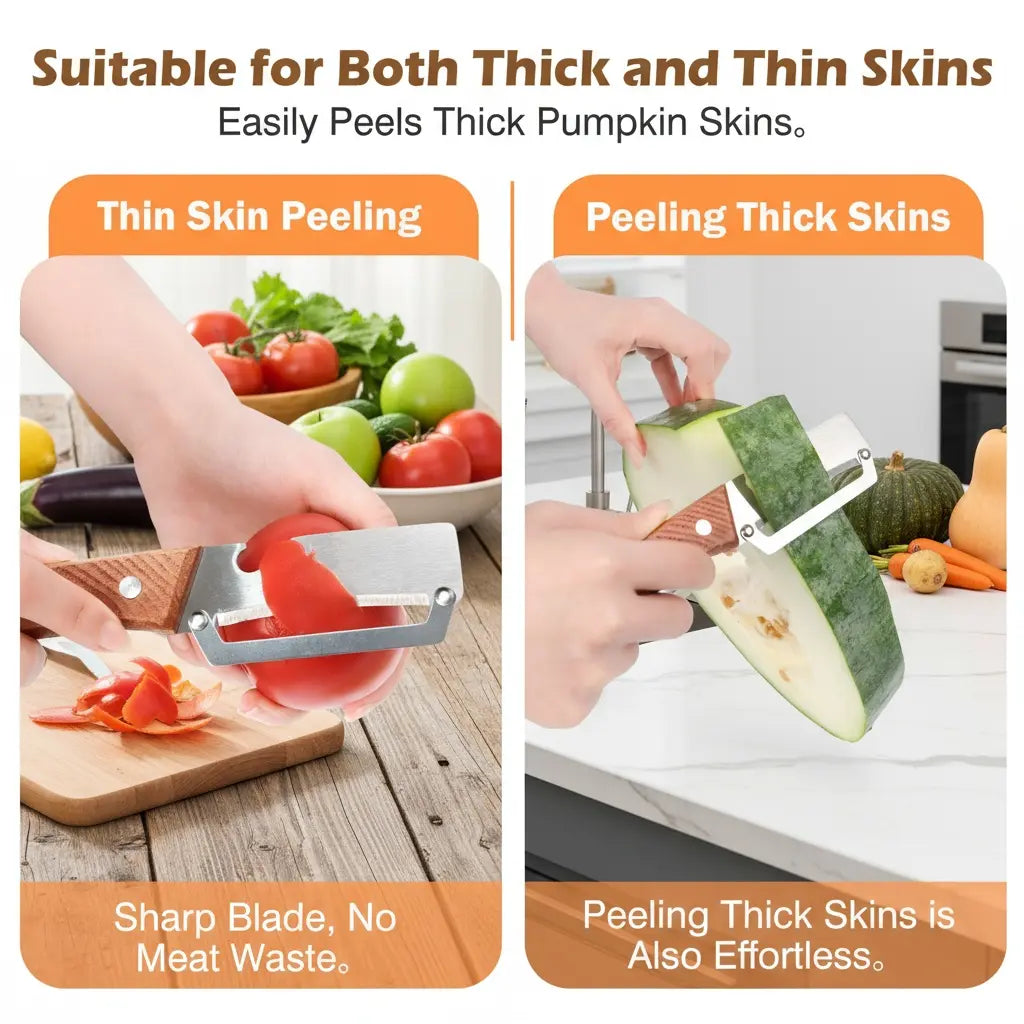 Pikanzo™  Wooden-Handled Stainless Steel Shredder and Peeler (Offer)