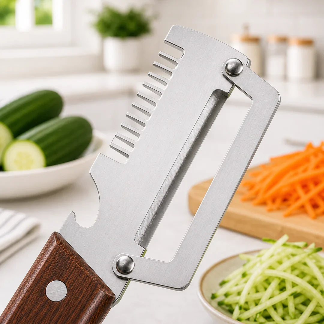 Pikanzo™  Wooden-Handled Stainless Steel Shredder and Peeler