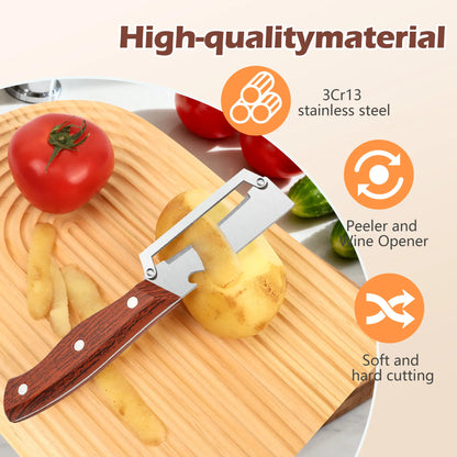 Pikanzo™  Wooden-Handled Stainless Steel Shredder and Peeler (Offer)