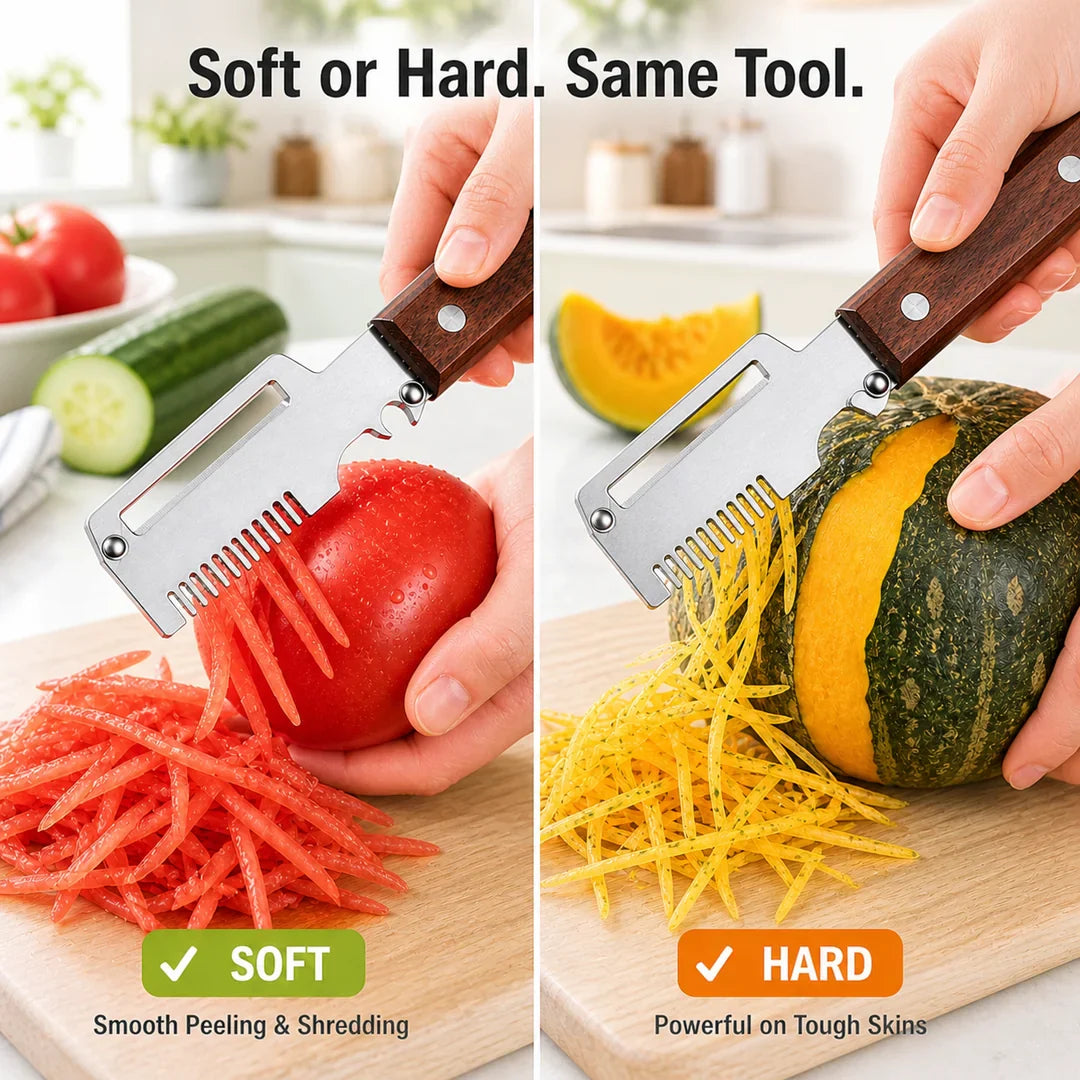 Pikanzo™  Wooden-Handled Stainless Steel Shredder and Peeler