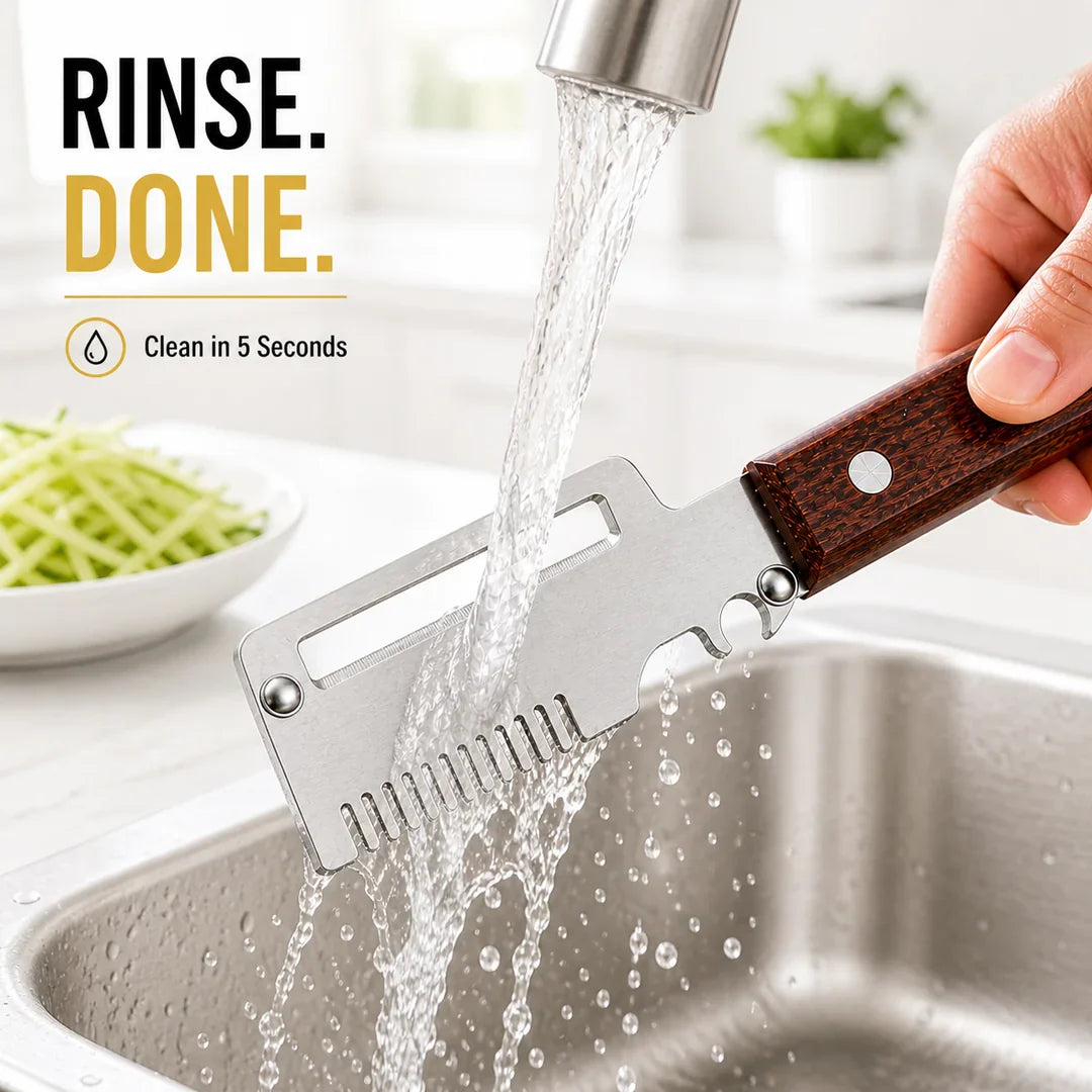 Pikanzo™  Wooden-Handled Stainless Steel Shredder and Peeler