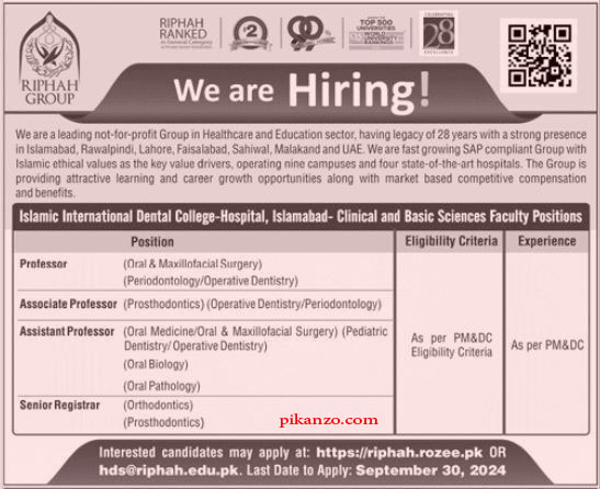 Riphah International Hospital Jobs September 2024