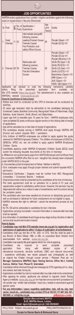 WAPDA Jobs in Lahore September 2024